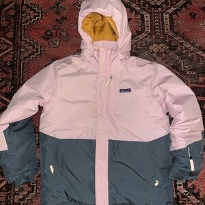 Kids Patagonia Powder Town insulated ski/snow jacket EUC XL/14 Pink and Grey